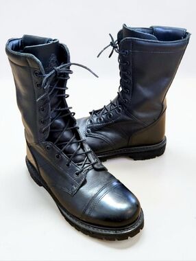 Rocky Jump Boot 2090 Mens 8.5 Black Leather Zip Lace Up 10 Inch Waterproof 200gm